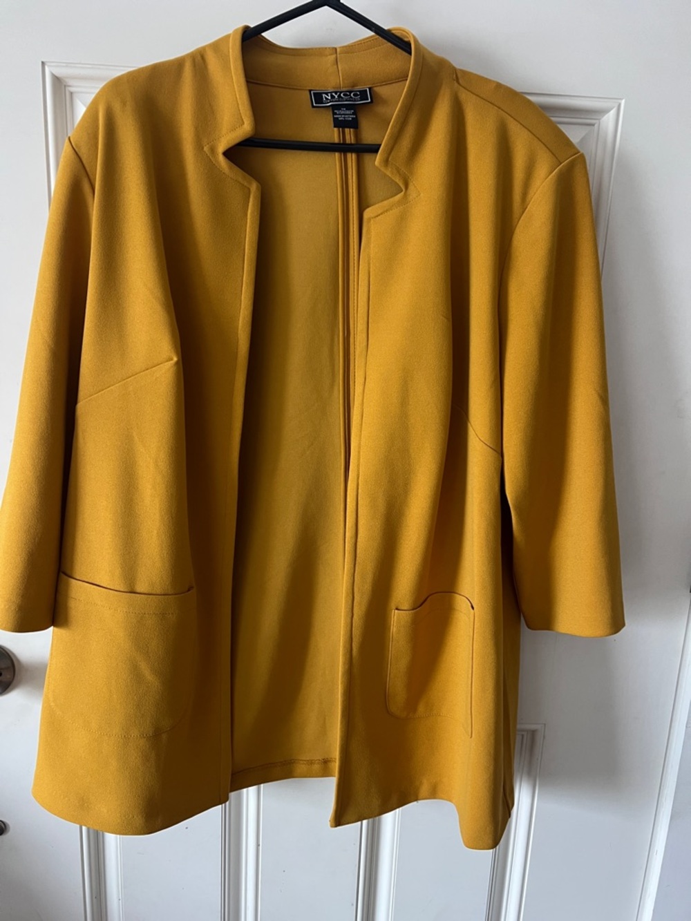New York & Company Mustard Open-Front Blazer Jacket
